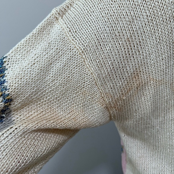 Nannell Vintage Beaded Pearl Leopard Cheetah Pink Unique Knit Sweater Medium - Picture 6 of 7